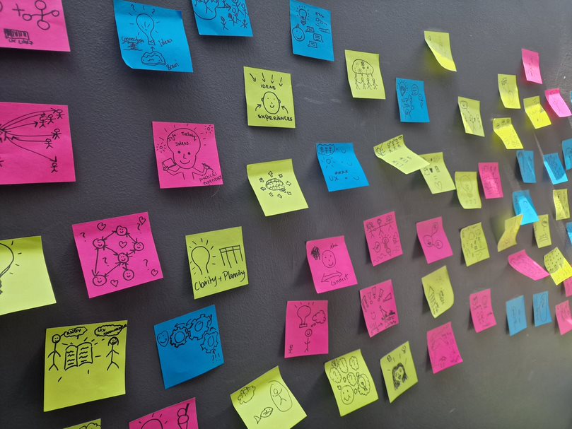 Post it notes with drawings of what people want from the UXLibs conference